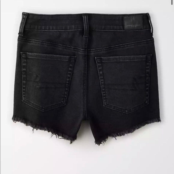 AE High Waisted Denim Short Short Black Lace - Picture 5 of 9